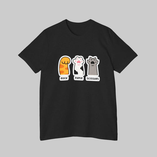 Rock Paper Scissors - Cat Paws | Regular Fit T-Shirt - Black